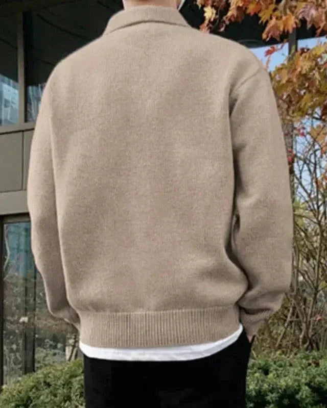 Wool Sweater with Half Zip and Buttons